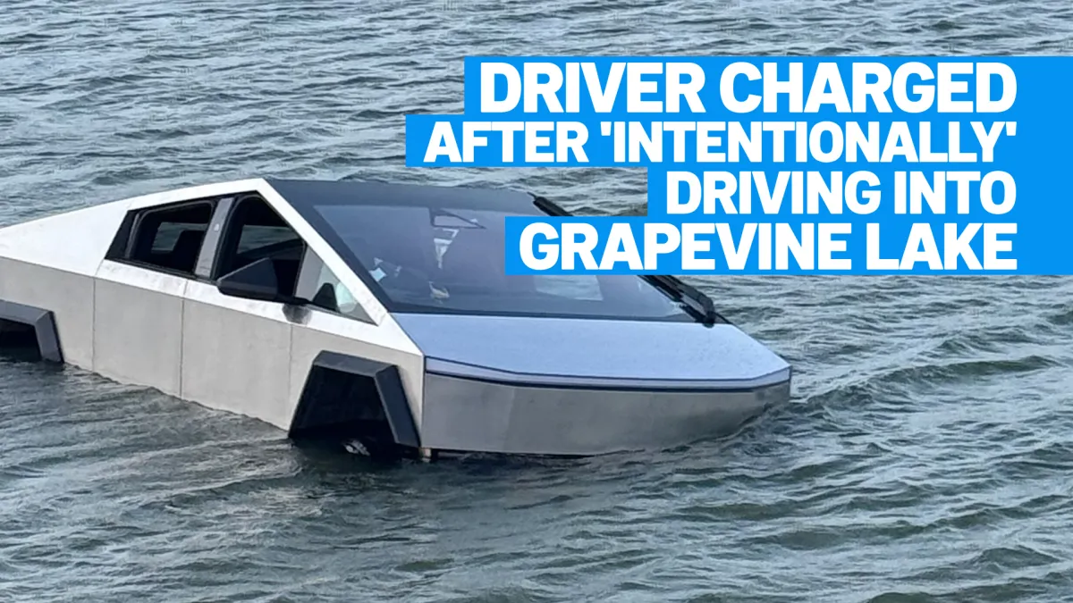 Driver arrested after ‘intentionally' driving Cybertruck into Texas lake
