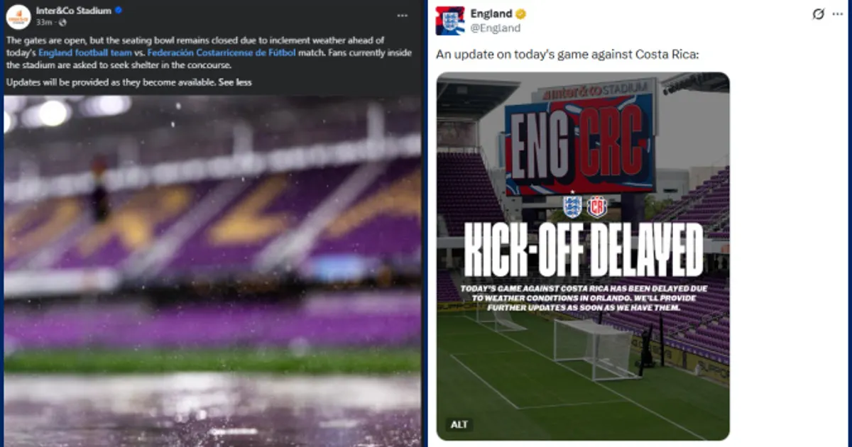 England v. Costa Rica game: Kick-off delayed due to weather