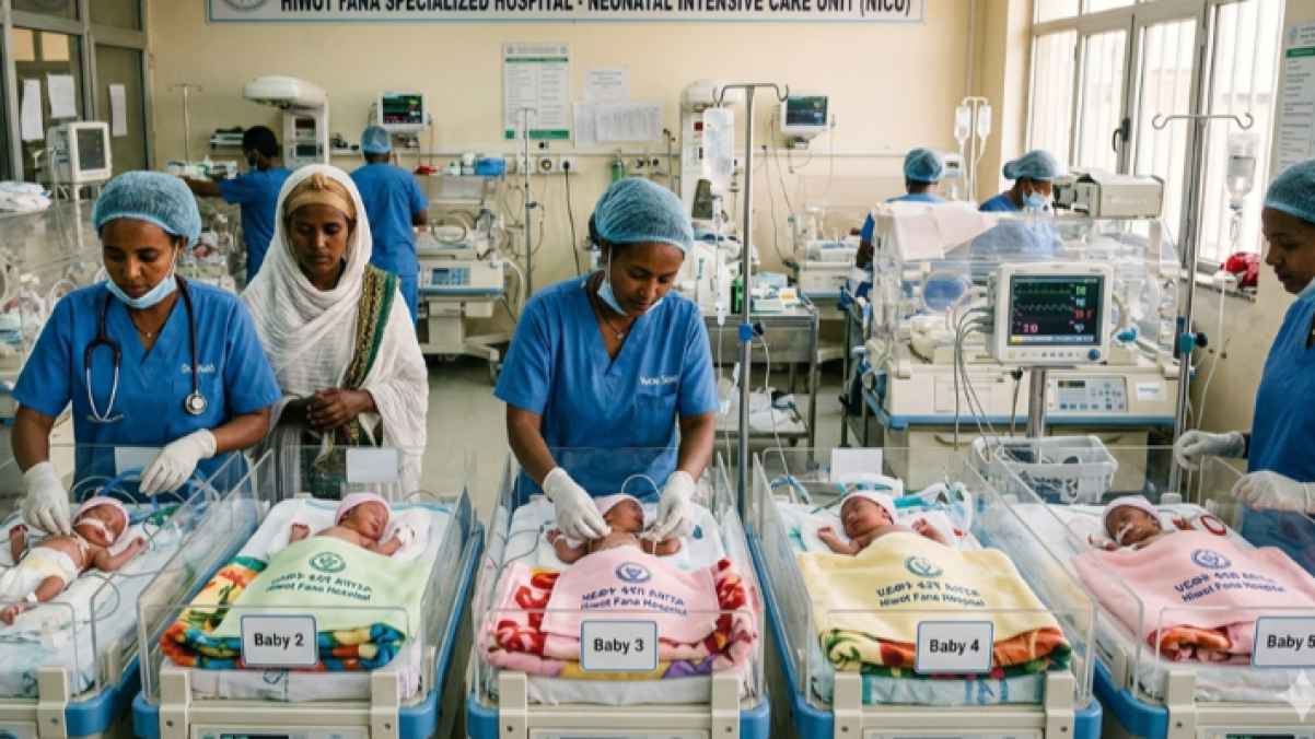Ethiopian woman blessed with quintuplets in rare birth after 12 years of trying