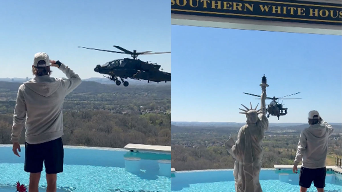 Kid Rock salutes military helicopter hovering over his Nashville estate