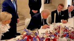 Moment Trump signs US-Iran agreement at Palace of Versailles