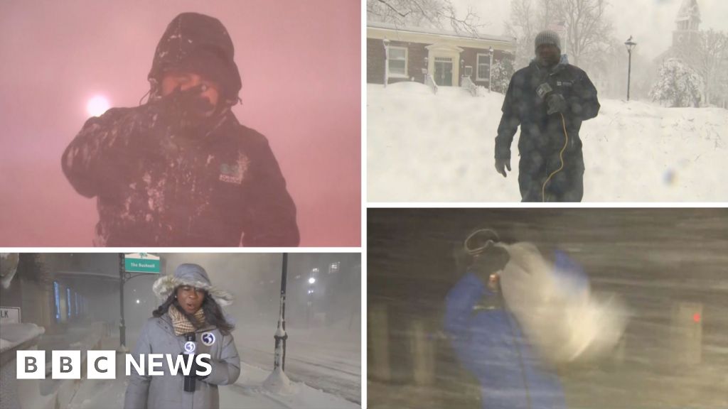 Watch: US TV reporters battle snowy conditions as a major storm hits east coast