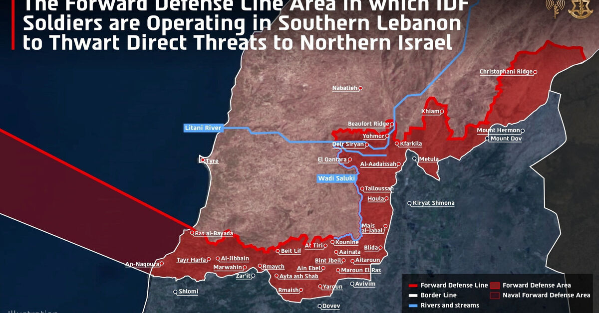 Israeli military publishes map of south Lebanon territory under its control