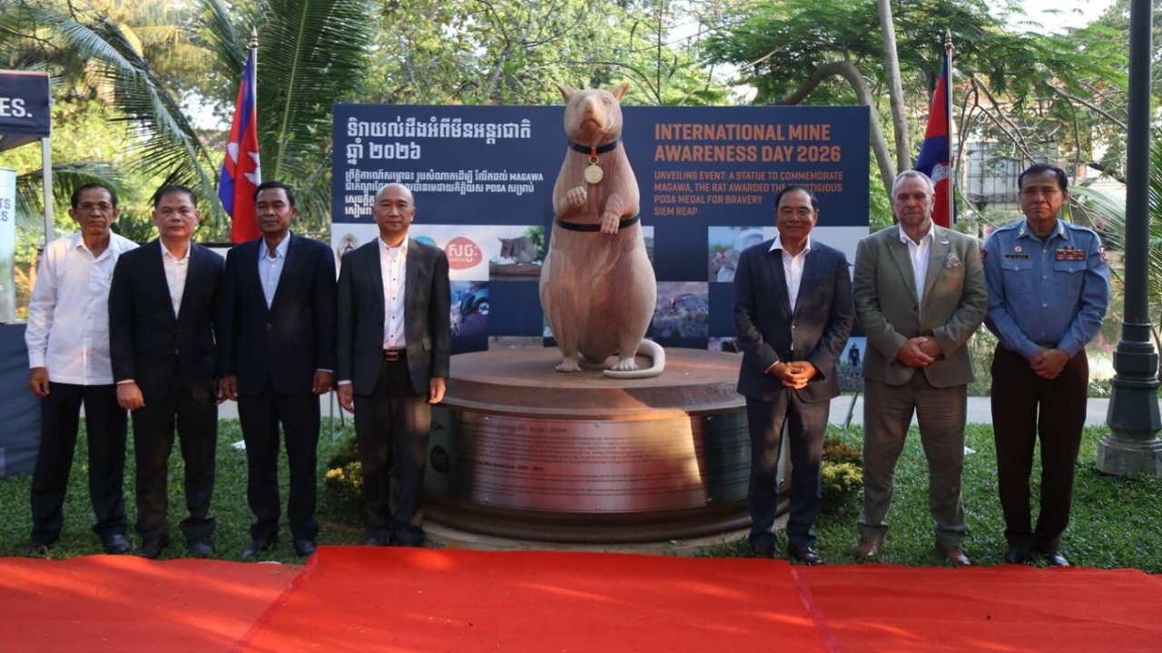 Cambodia Unveils Magawa Rat Monument Honoring Mine Detection Efforts