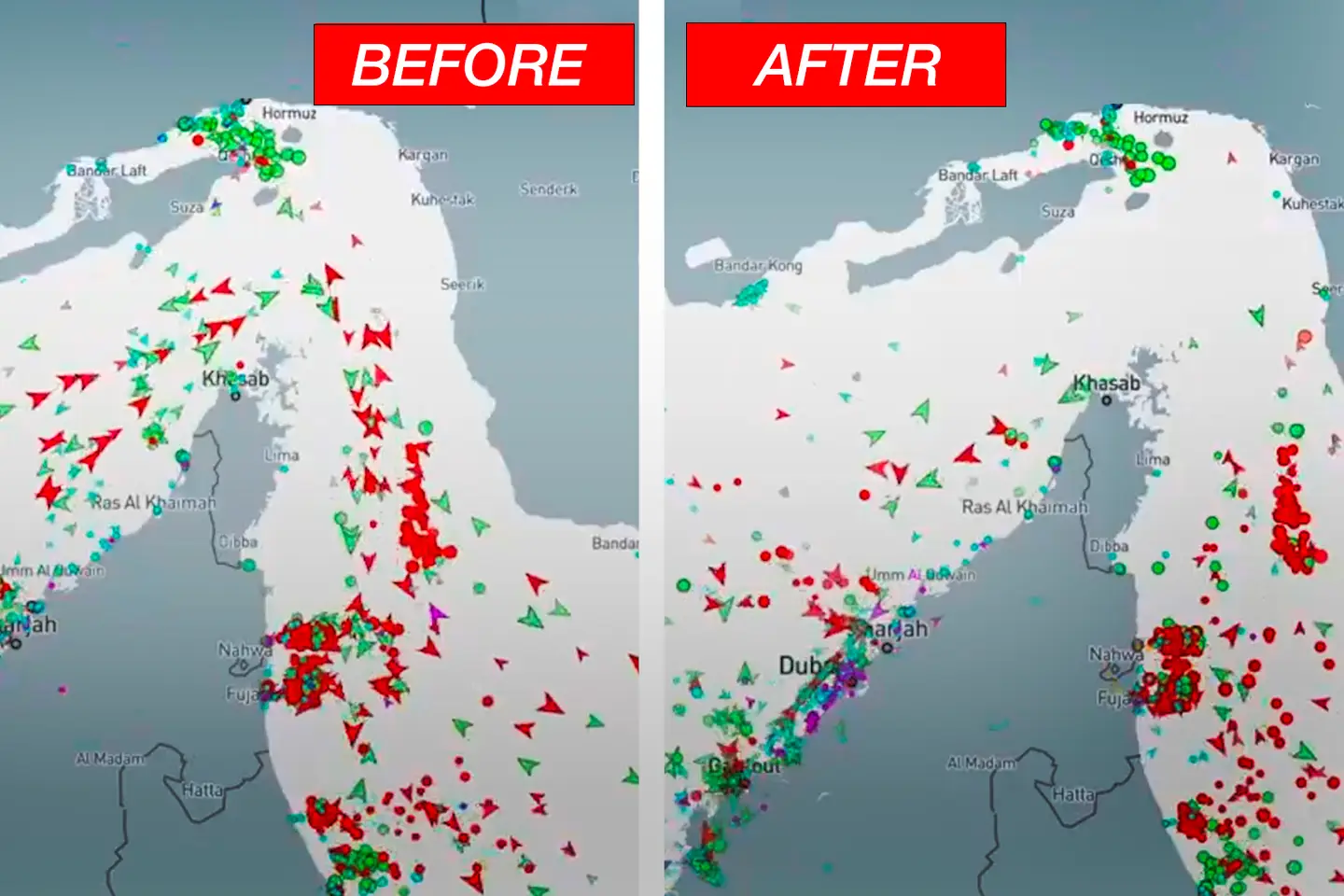 Footage from the Strait of Hormuz reveals how the war in Iran has disrupted global maritime traffic