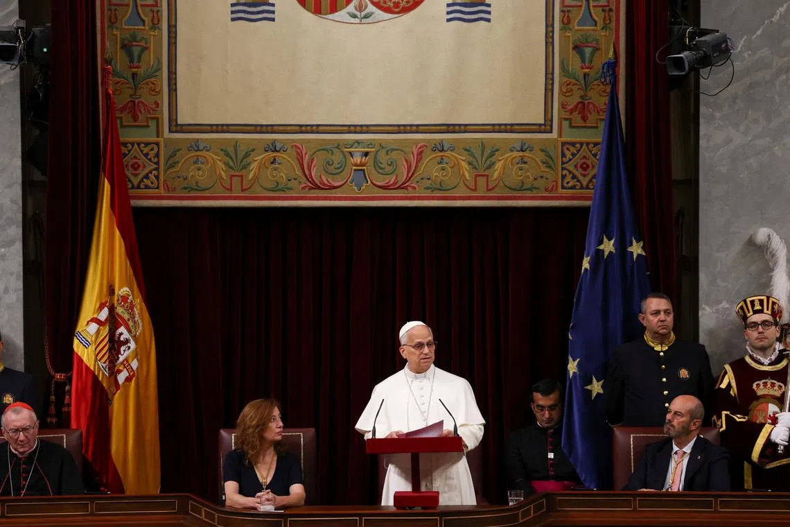 Pope Leo warns Spain's parliament the world is in 'profound' crisis