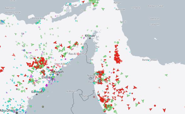 Shipping map shows huge backlog of tankers at Strait of Hormuz after Iran missile threat