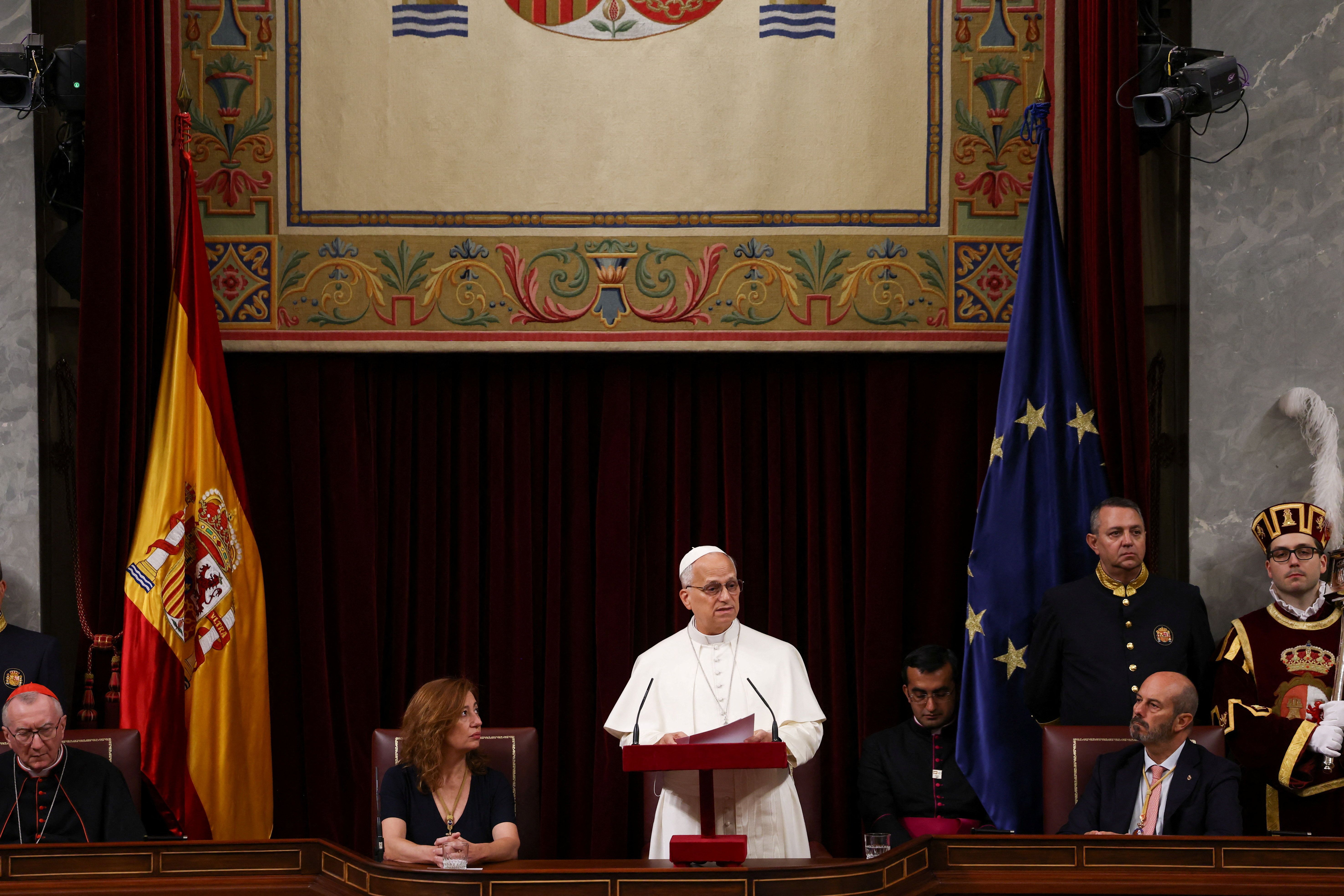 Pope Leo warns Spain's parliament the world is in 'profound' crisis