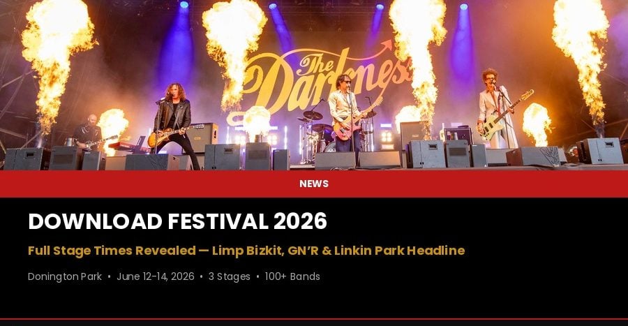 Download Festival 2026 Reveals Full Stage Times — Limp Bizkit, Guns N’ Roses & Linkin Park To Headline Donington