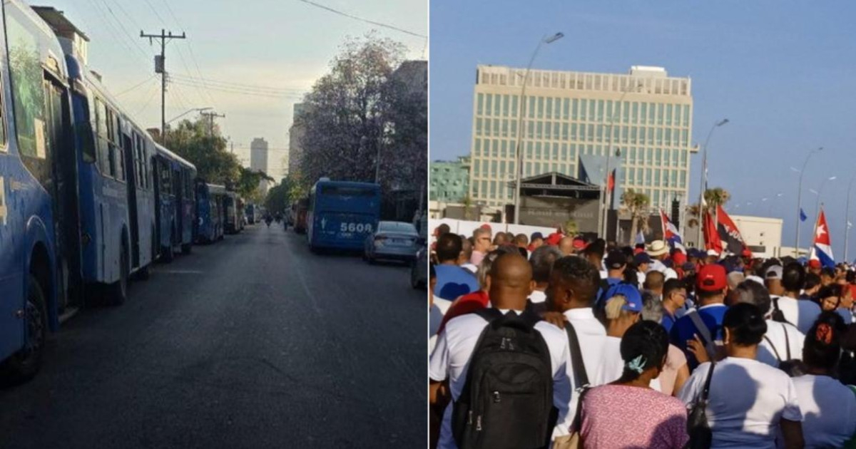 Régimen moviliza transporte público para acto en apoyo a Raúl Castro, en medio de crisis de combustible