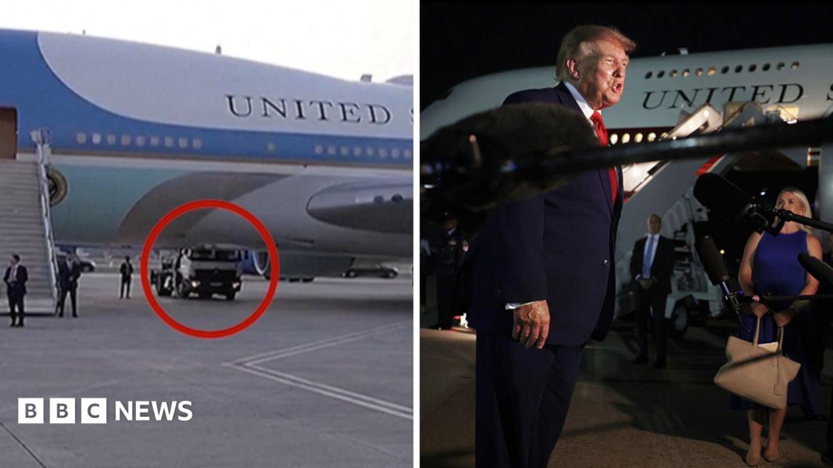 Watch: Trump tells reporters why he switched planes