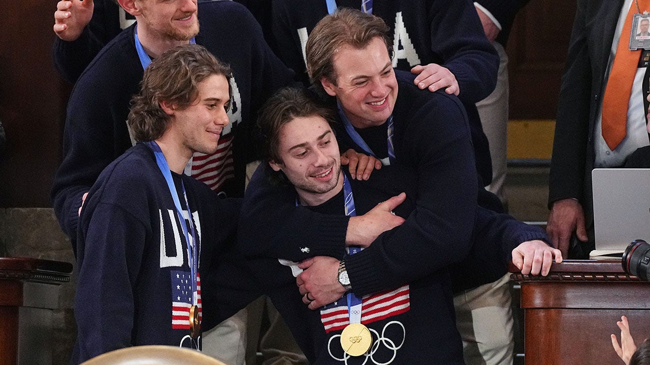 'USA' chants break out in House chamber as US men's hockey gold medalists attend Trump's State of the Union