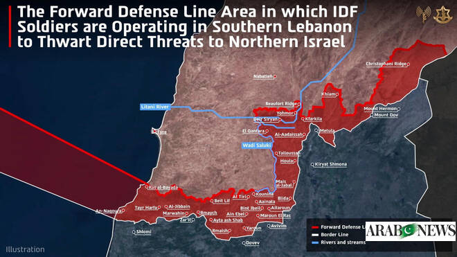 Israeli military publishes map of south Lebanon territory under its control