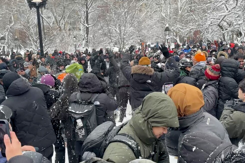 NYC police arrest man after officers were pelted during a snowball fight