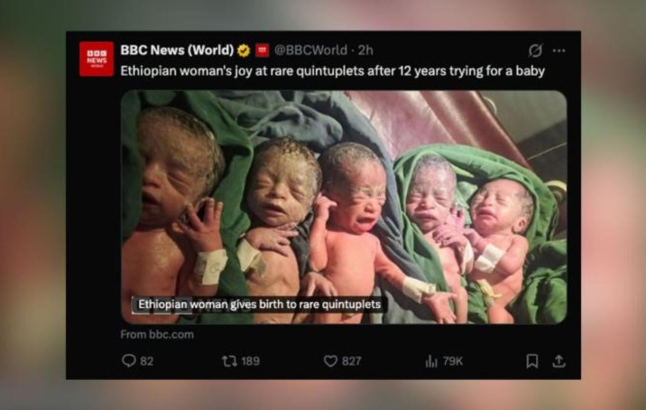 After 12 years of trying, a woman gives birth to quintuplets