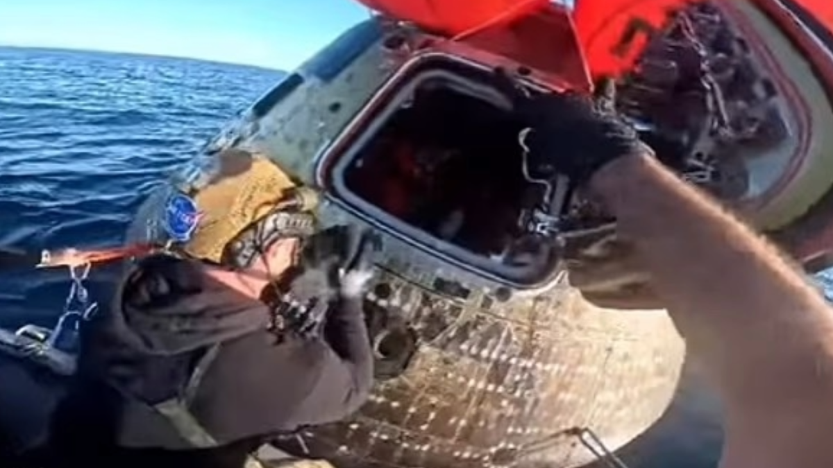 Watch a recovery crew open Integrity’s hatch for Artemis II astronauts