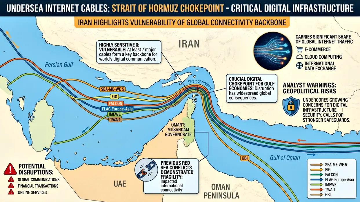 Iran Reveals Strategic Map of Undersea Internet Cables in Strait of Hormuz, Flags Global Vulnerability