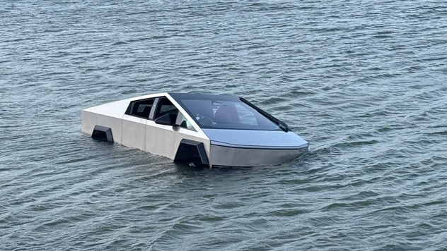 Driver intentionally drove Cybertruck into lake to use vehicle's 'Wade Mode,' police say