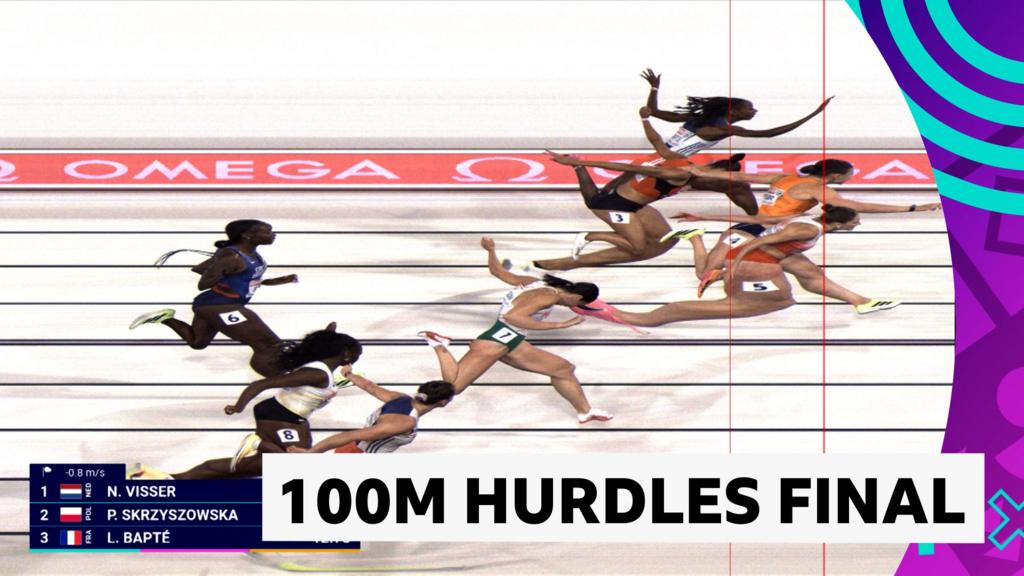 'Oh my word!' - Netherlands' Visser wins 100m hurdles by one thousandth of a second