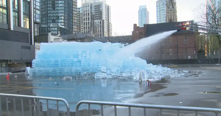 Toronto fire crews melting Drake’s ice sculpture for safety