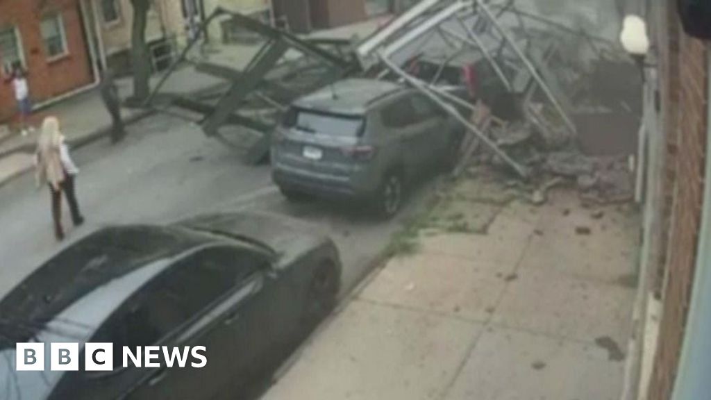 Watch: Moment empty building collapses in New York