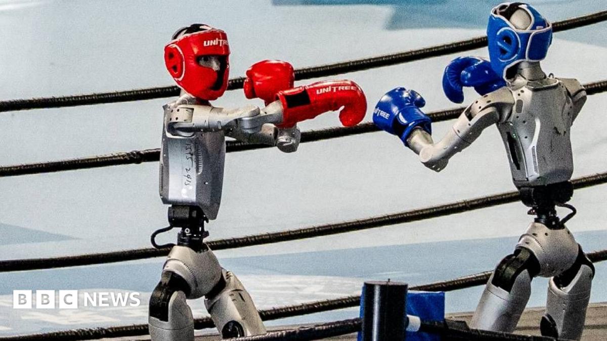 Robots compete in boxing, football and sprinting at World Humanoid Games