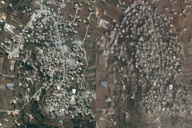 Satellite images reveal the extent of the Israeli destruction in Aita al-Shaab