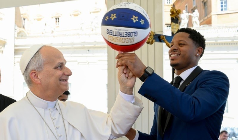 Pope Leo XIV Meets the Harlem Globetrotters and Learns to Spin a Basketball at the Vatican!