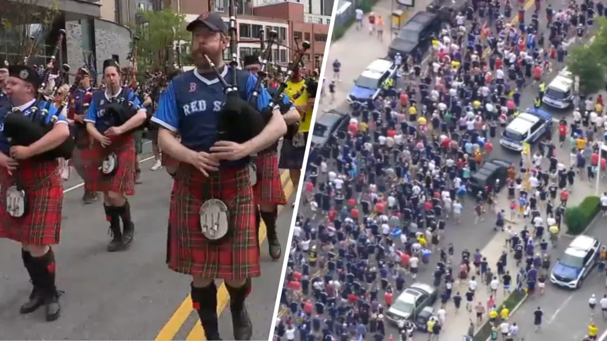 Scotland's ‘Tartan Army' takes victory lap through Boston, marches to Fenway Park