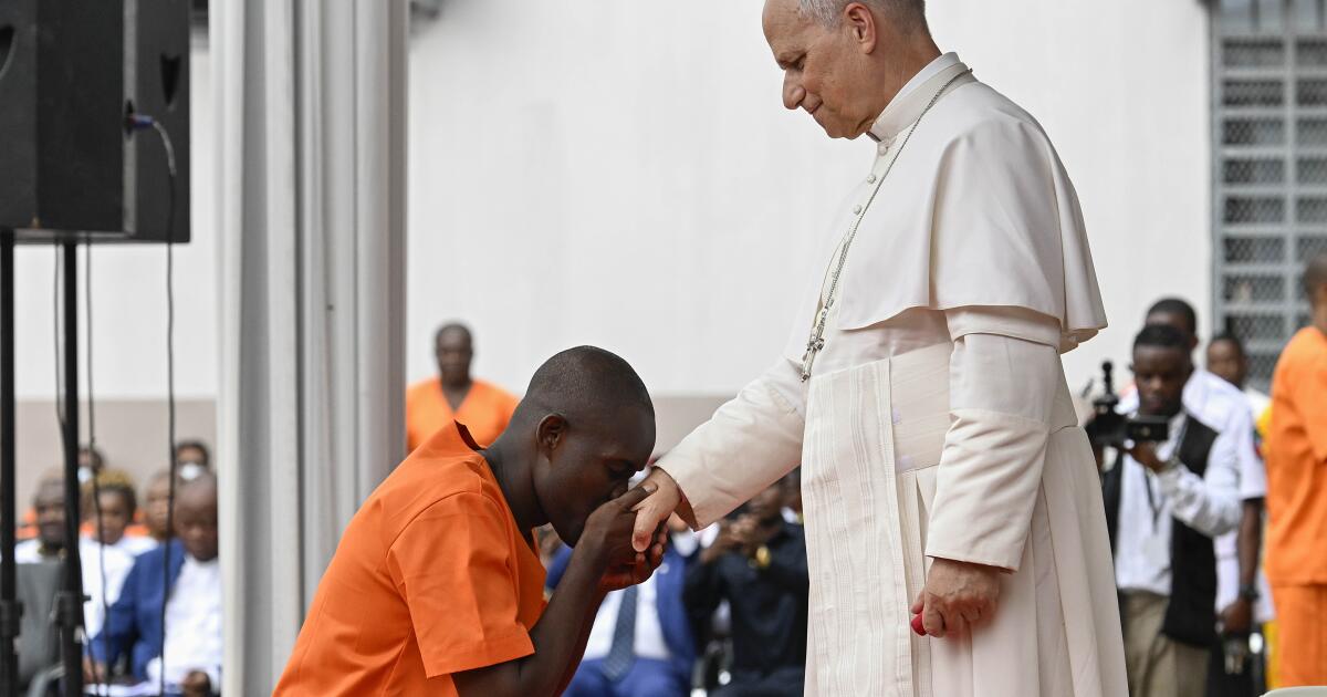 Pope tells inmates ‘you are not alone’ during Equatorial Guinea prison visit at end of Africa tour
