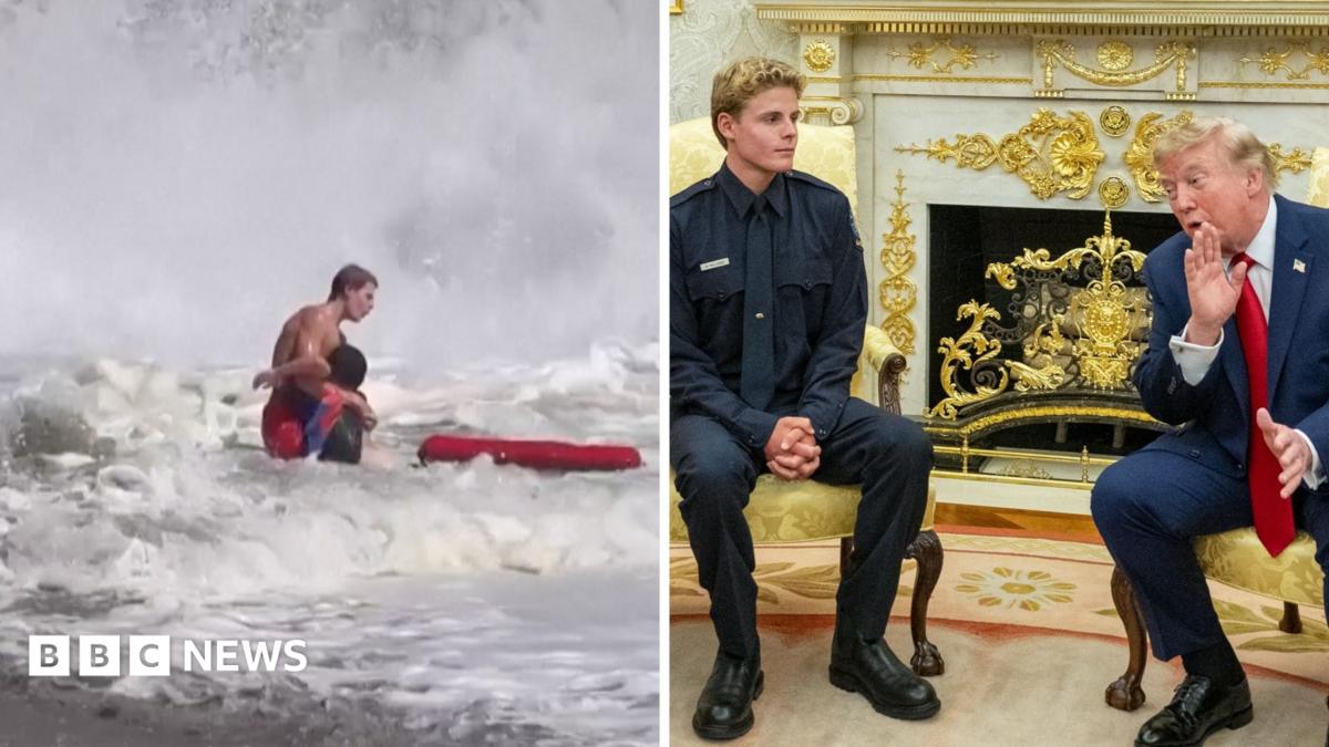 'He's a real hero' - Trump meets teen lifeguard after dramatic rescue