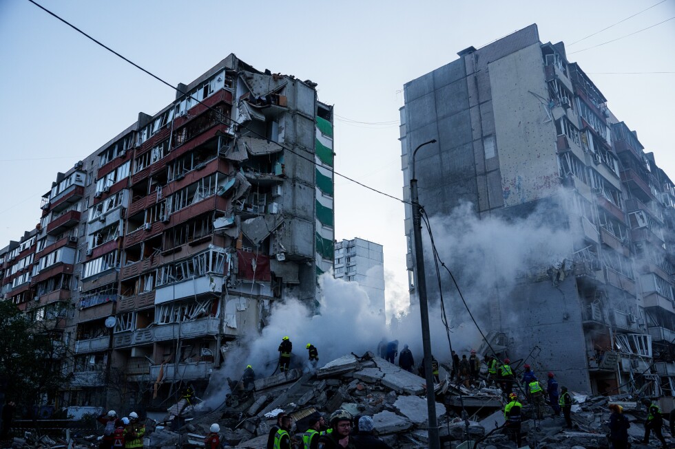 Russia hammers Ukraine for a 3rd straight day, flattening a Kyiv apartment block and killing 9