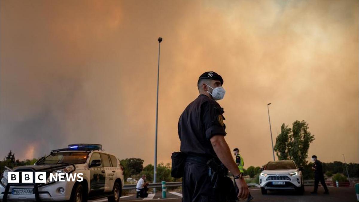 Firefighters struggle to contain Madrid wildfires, as more than 140,000 evacuated in France and Spain