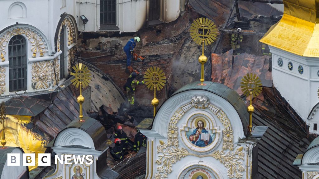 Russian strikes kill nine in Ukraine and damage historic cathedral, officials say