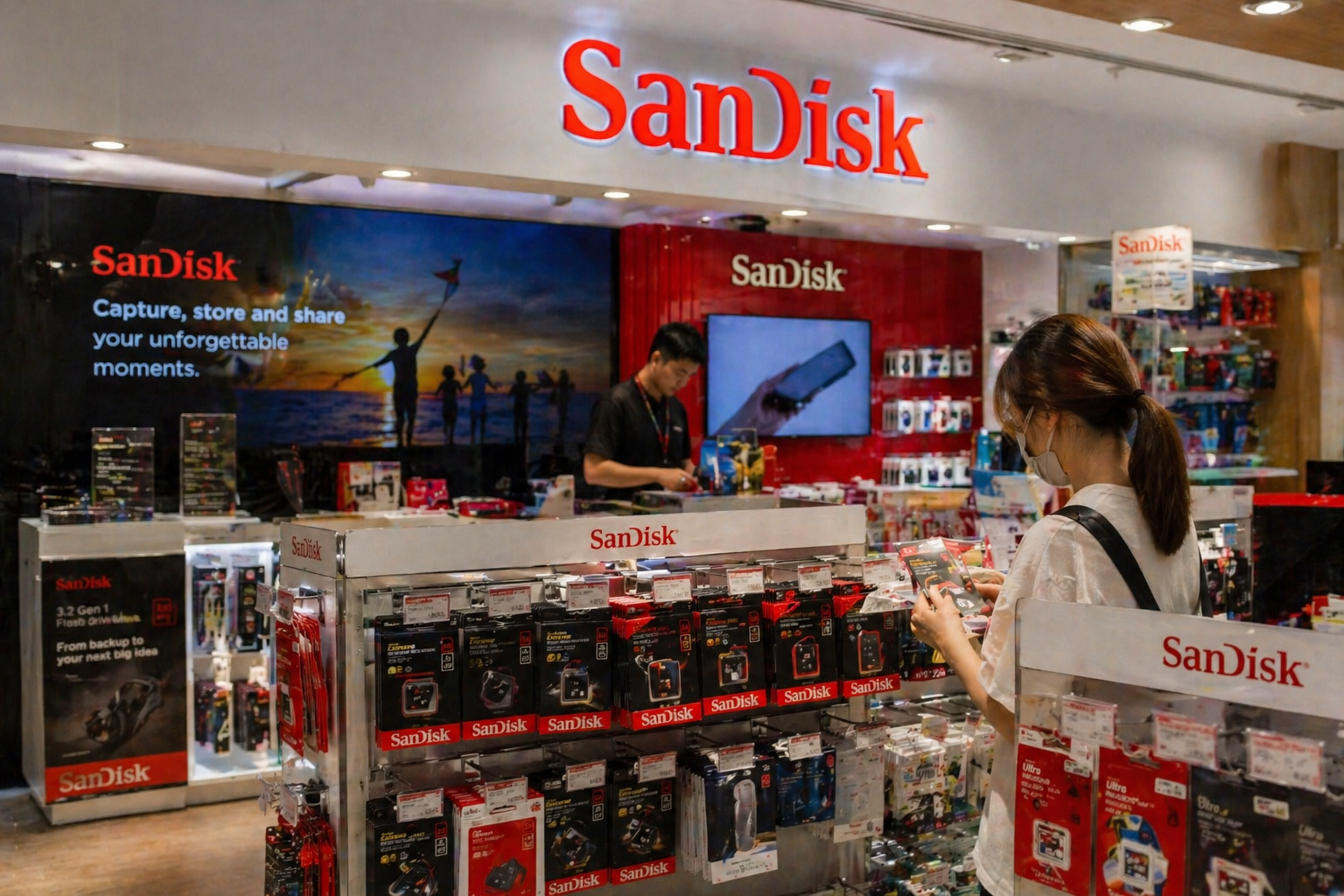 SanDisk soars 7% as AI memory boom drives record highs