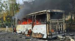 Russian strike on buses kills at least 30, say officials, as deadly attacks on Ukraine surge