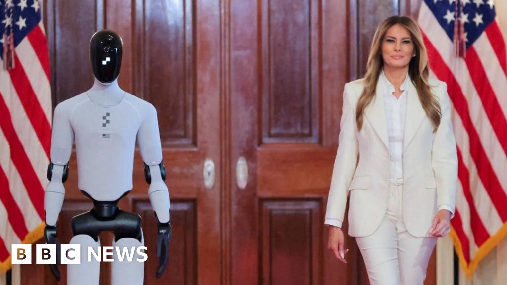 First Lady Melania Trump arrives with humanoid robot at tech summit