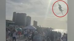 Moment US Navy jet stuns packed Florida beach with low flypast