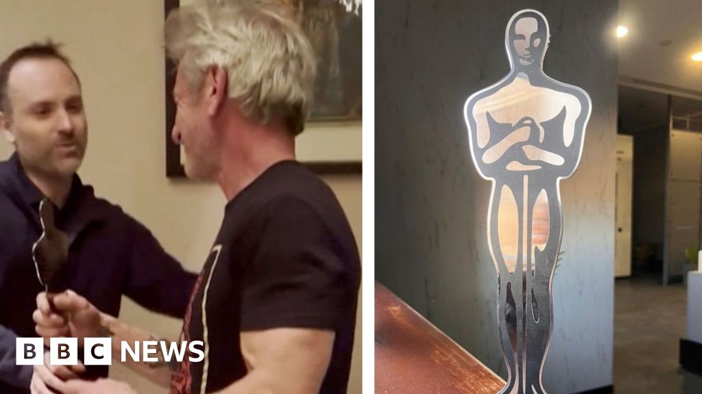 Watch: Sean Penn receives 'Oscar' in Ukraine after skipping US ceremony