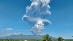 Huge plumes of ash rise as Indonesia's Mount Dukono erupts