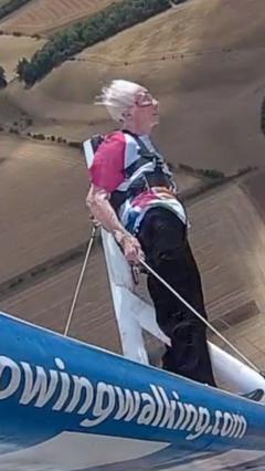 'Inspirational' 97-year- old wing walker gives back to hospital ward