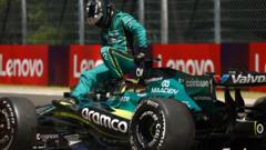 Stroll has suspension failure on new Aston Martin