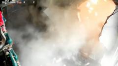 Watch: Moment Indonesian shoe shop is torn apart by explosion