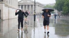 Yellow warnings in force as rain and thunderstorms hit parts of UK
